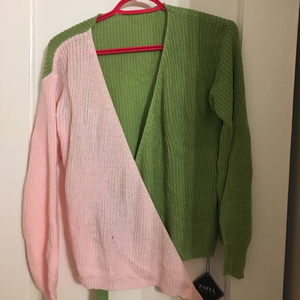 Pink and green shirt/ cardigan.